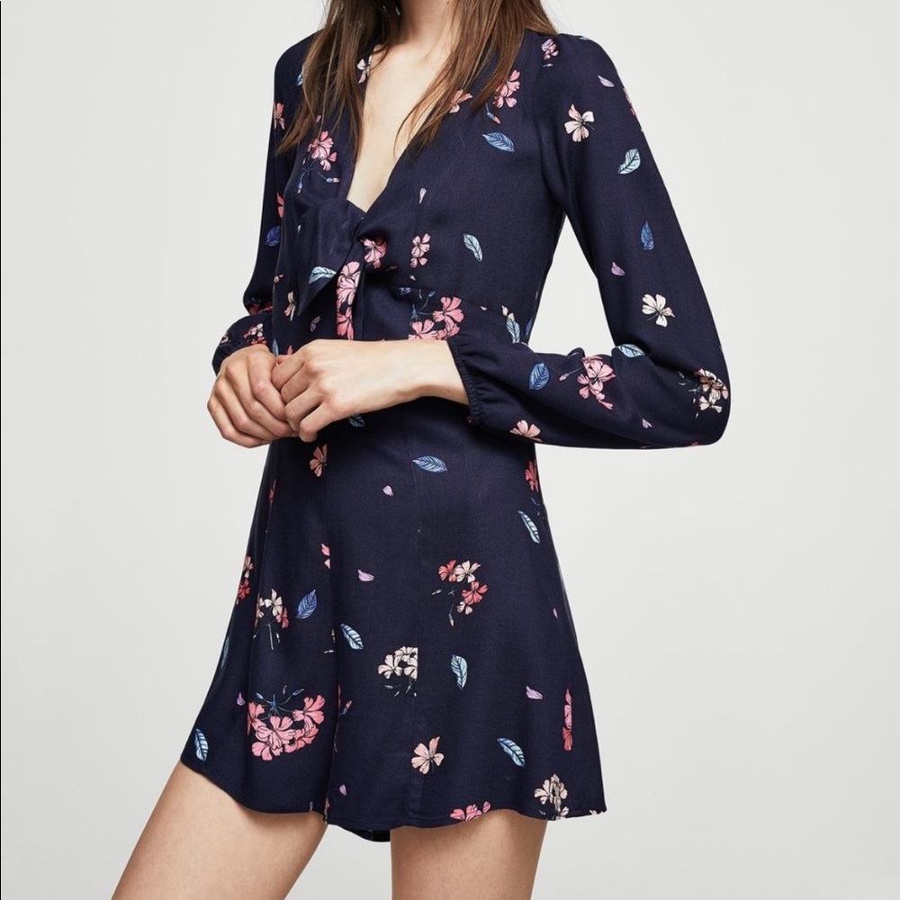 Mango Navy Floral Playsuit/romper